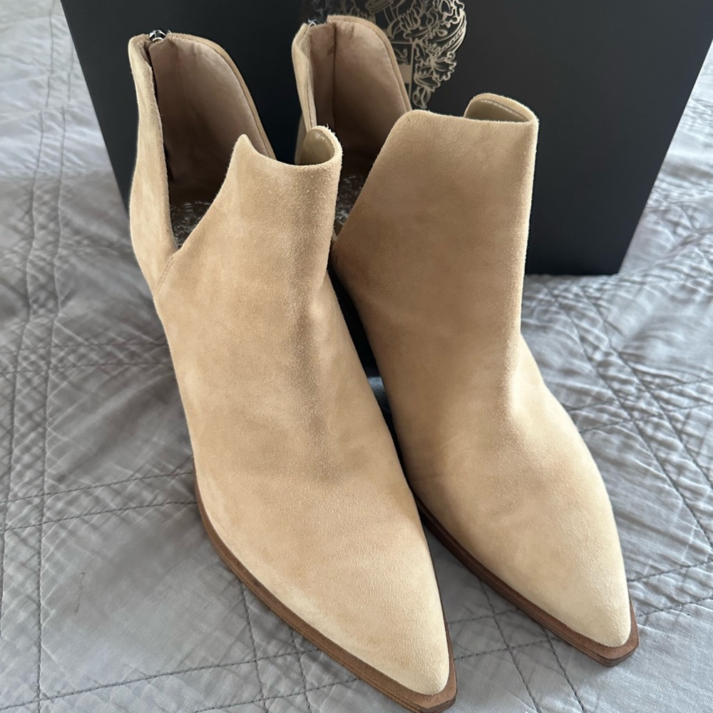 Vince Camuto Beige Suede Ankle Booties